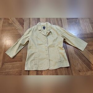 Eileen Fisher Organic Cotton Khaki Jacket Sz PS / Small Petite Button Front